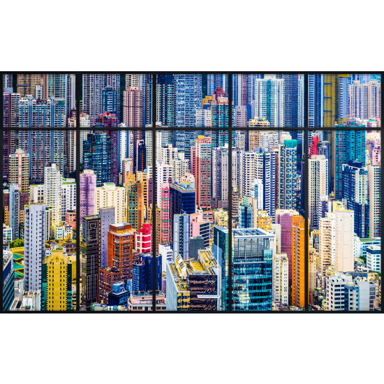 Papier peint panoramique Trompe l'œil Verrière - Buildings colorés