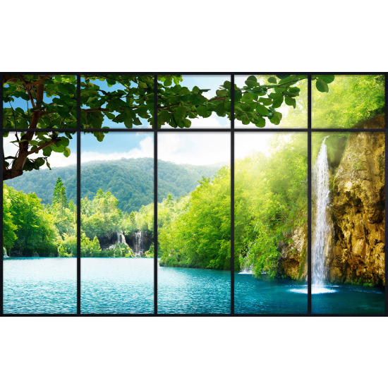 Papier peint panoramique Trompe l'œil Verrière - Cascades