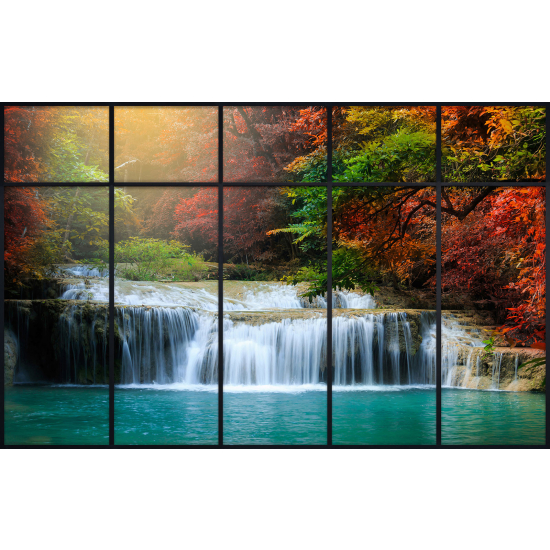 Papier peint panoramique Trompe l'œil Verrière - Cascades