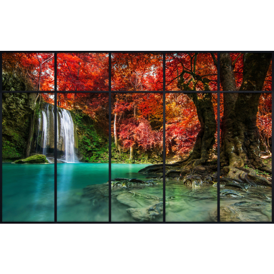 Papier peint panoramique Trompe l'œil Verrière - Cascades