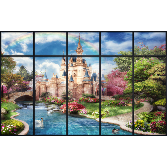 Papier peint panoramique Trompe l'œil Verrière Enfants - Château
