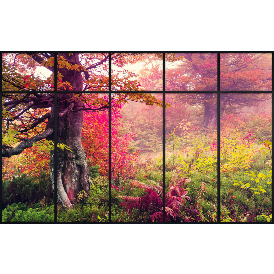 Papier peint panoramique Trompe l'œil Verrière - Forêt