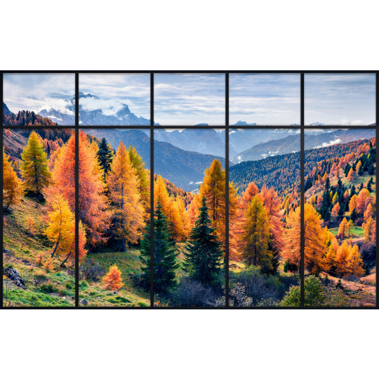Papier peint panoramique Trompe l'œil Verrière - Forêt