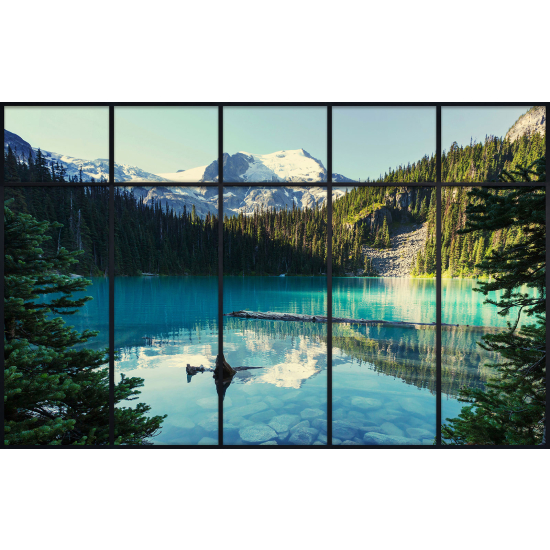 Papier peint panoramique Trompe l'œil Verrière - lac et montagnes