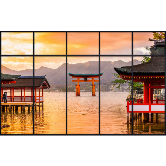 Papier peint panoramique Trompe l'œil Verrière - Temples japonais