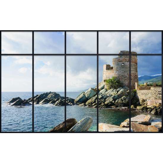 Papier peint panoramique Trompe l'œil Verrière - Tour génoise