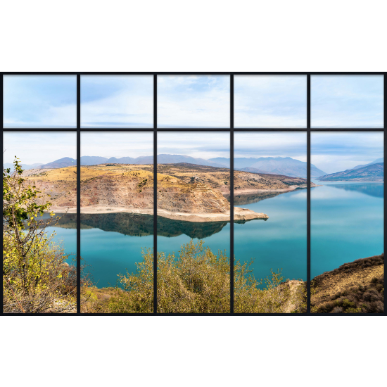 Papier peint panoramique Trompe l'œil Verrière - Vue lac