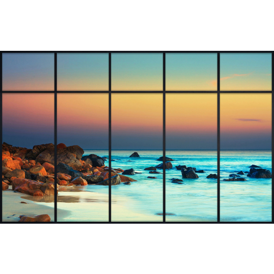 Papier peint panoramique Trompe l'œil Verrière - Vue mer