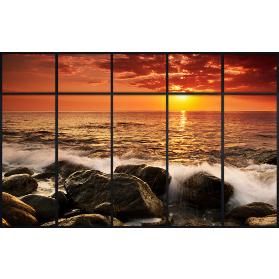 Papier peint panoramique Trompe l'œil Verrière - Vue mer