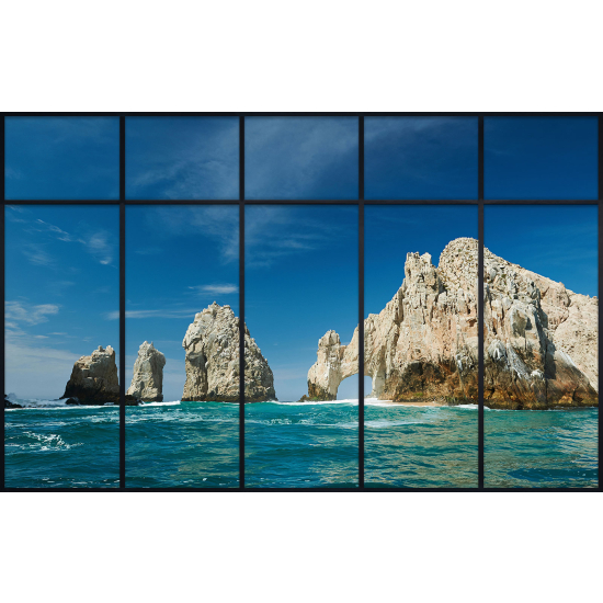 Papier peint panoramique Trompe l'œil Verrière - Vue mer