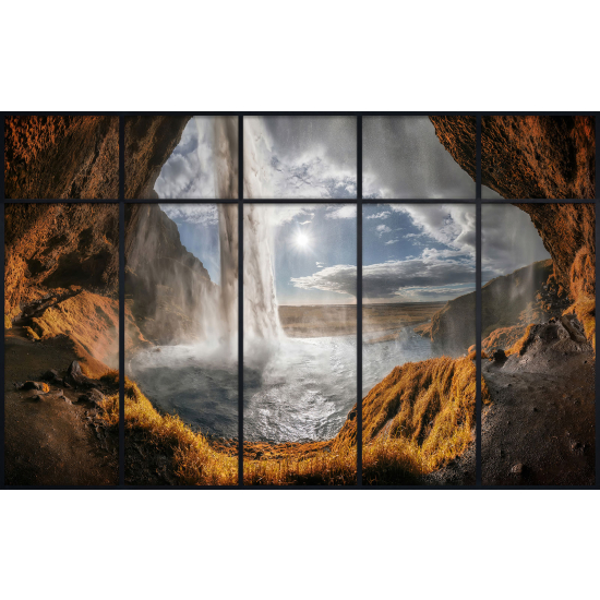 Papier peint panoramique Trompe l'œil Verrière - Vue mer