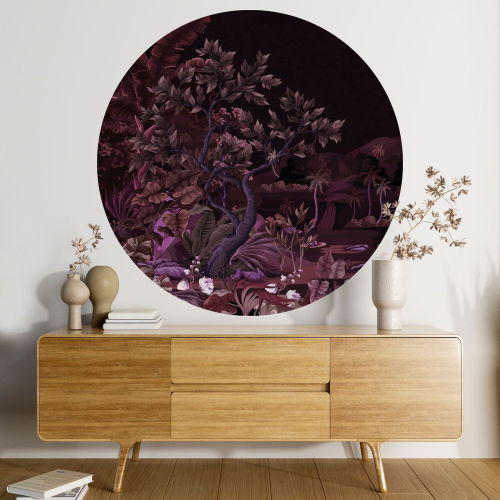 Papier peint rond / cercle - Arbre nuit