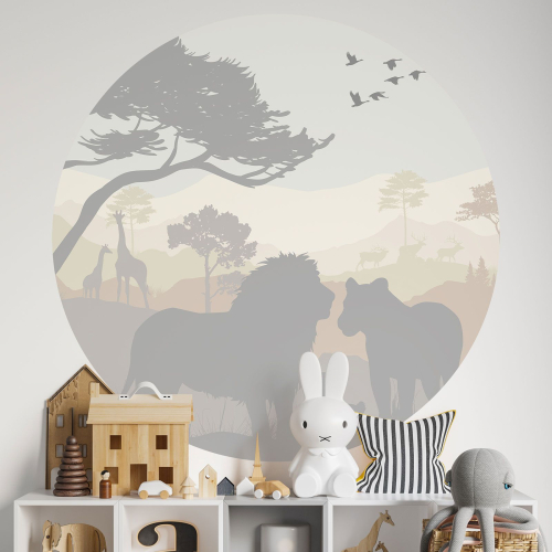 Papier peint rond / cercle Enfants - Animaux