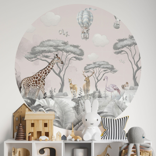 Papier peint rond / cercle Enfants - Animaux
