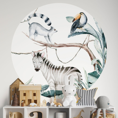 Papier peint rond / cercle Enfants - Animaux