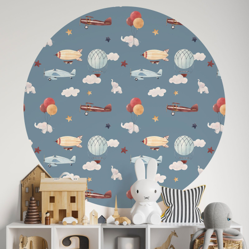 Papier peint rond / cercle Enfants - Avions