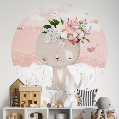 Papier peint rond / cercle Enfants - Chaton