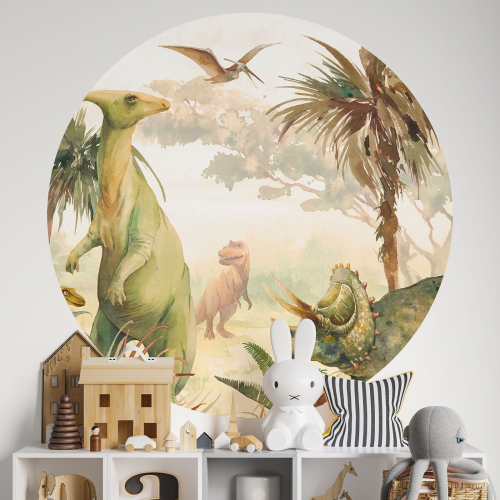 Papier peint rond / cercle Enfants - Dinosaures