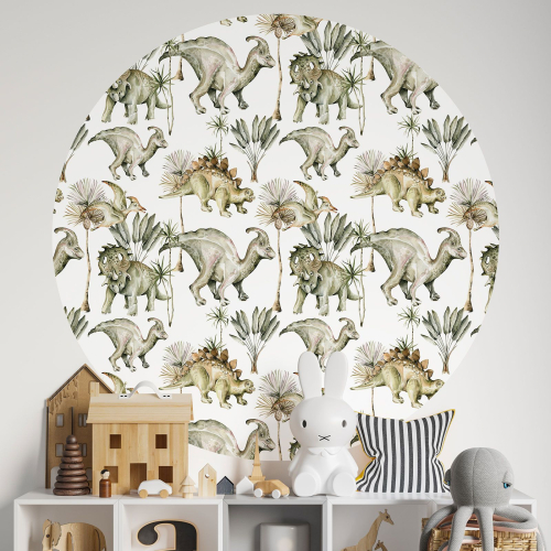 Papier peint rond / cercle Enfants - Dinosaures - 361