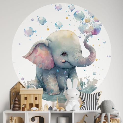 Papier peint rond / cercle Enfants - Eléphant