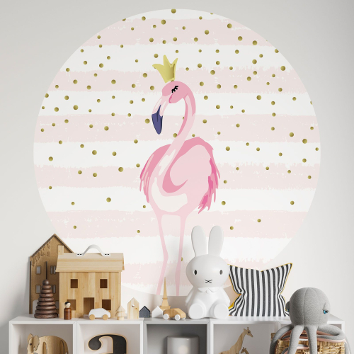 Papier peint rond / cercle Enfants - Flamant rose