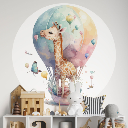 Papier peint rond / cercle Enfants - Girafe