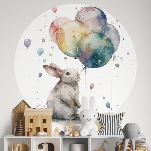 Papier peint rond / cercle Enfants - Lapin