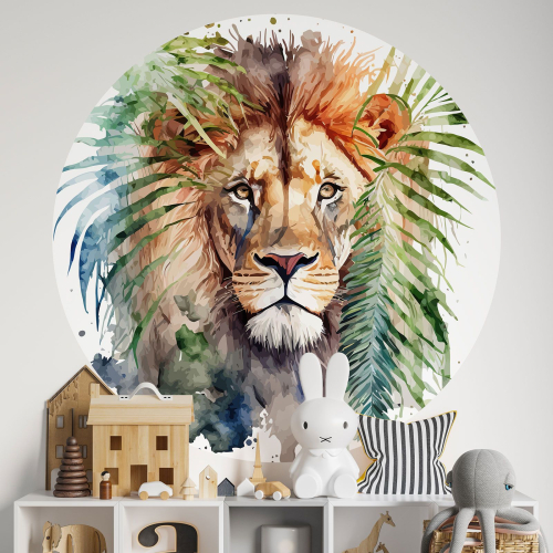 Papier peint rond / cercle Enfants - Lion