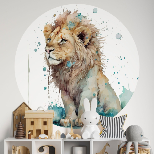 Papier peint rond / cercle Enfants - Lion