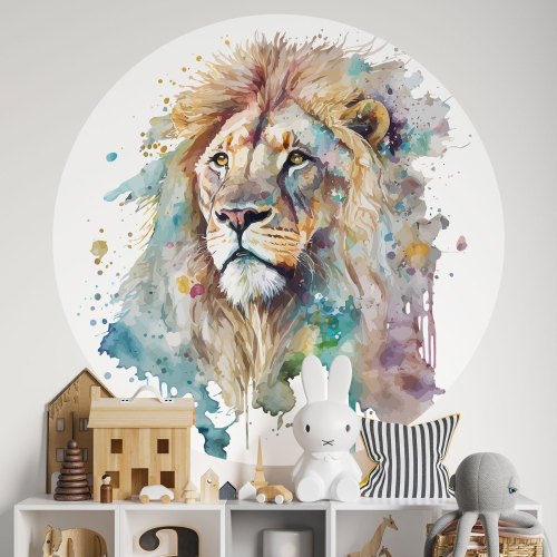 Papier peint rond / cercle Enfants - Lion