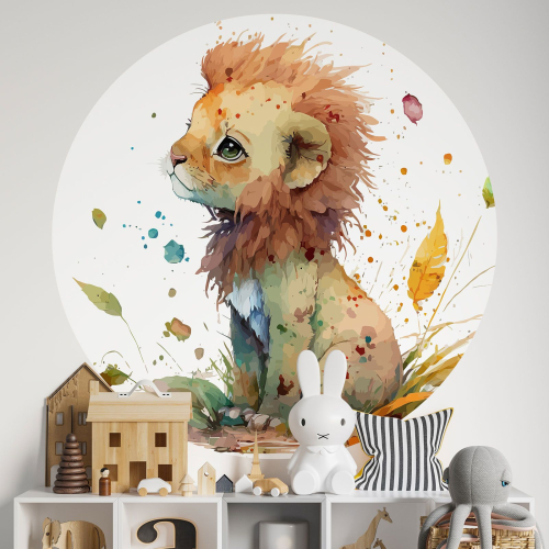 Papier peint rond / cercle Enfants - Lionceau