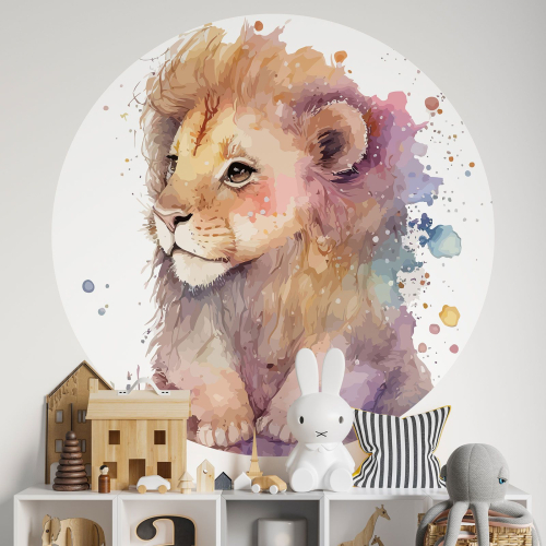 Papier peint rond / cercle Enfants - Lionceau
