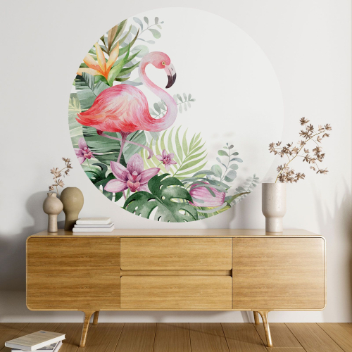 Papier peint rond / cercle - Flamant rose