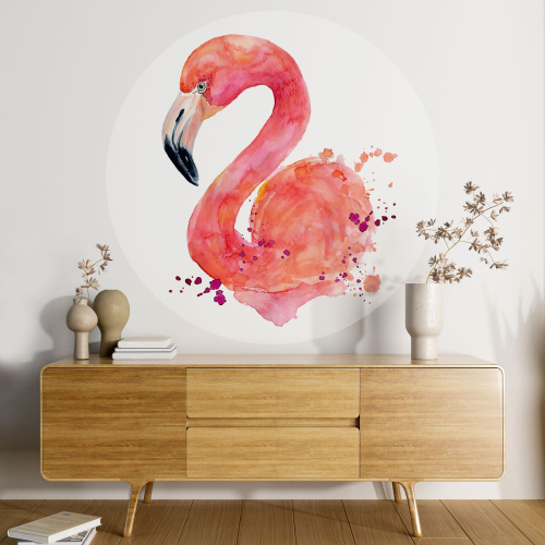Papier peint rond / cercle - Flamant rose