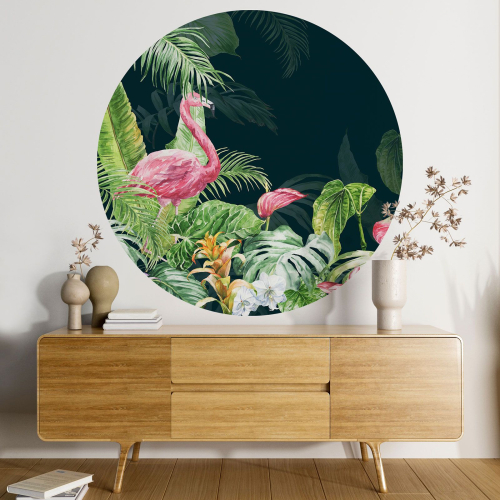 Papier peint rond / cercle - Flamant rose
