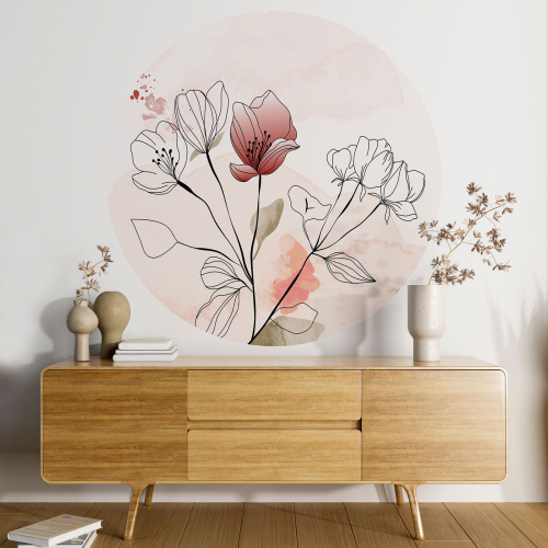 Papier peint rond / cercle - Fleurs