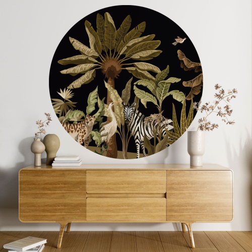 Papier peint rond / cercle - Jungle Animaux