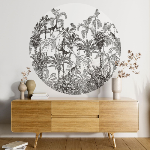 Papier peint rond / cercle - Jungle Animaux