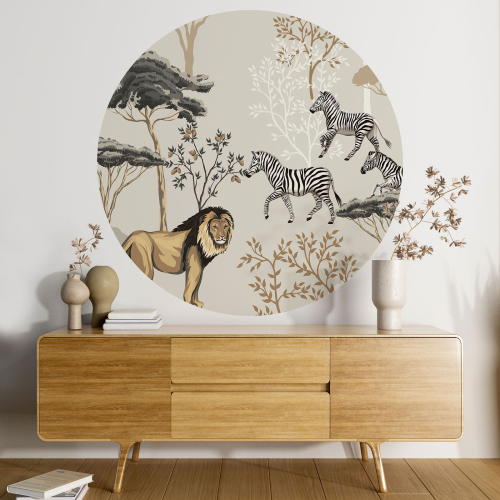 Papier peint rond / cercle - Jungle Animaux