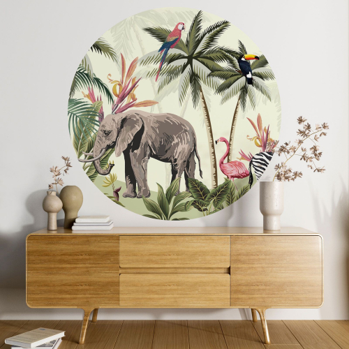 Papier peint rond / cercle - Jungle Animaux