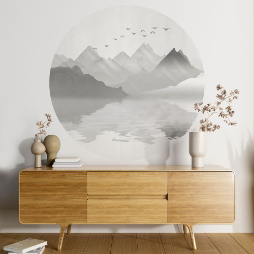 Papier peint rond / cercle - Montagnes Abstrait
