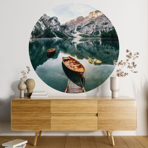 Papier peint rond / cercle - Montagnes Lac