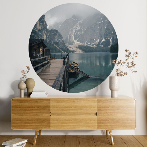Papier peint rond / cercle - Montagnes Lac
