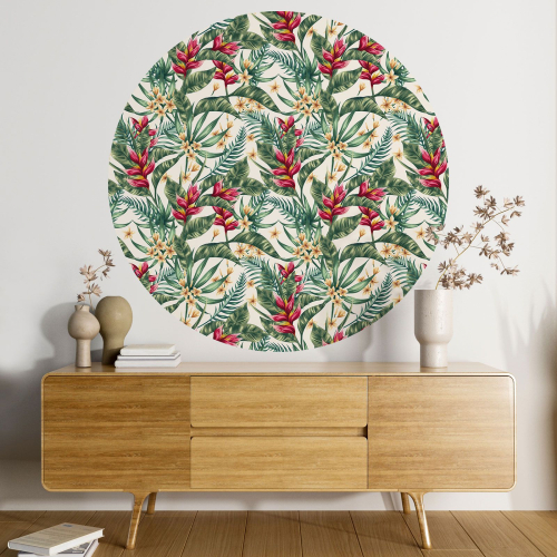 Papier peint rond / cercle - Motif botanique - 029