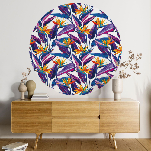 Papier peint rond / cercle - Motif botanique - 039