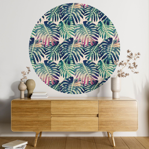 Papier peint rond / cercle - Motif botanique - 044