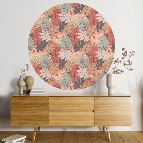 Papier peint rond / cercle - Motif botanique - 060
