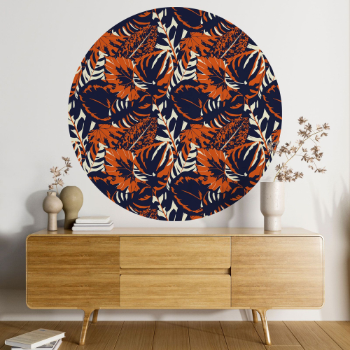 Papier peint rond / cercle - Motif botanique - 073