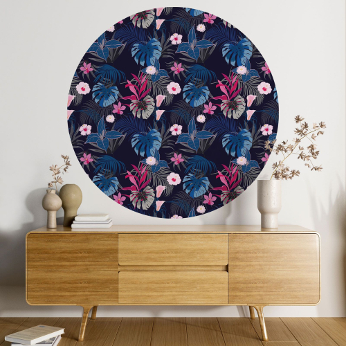 Papier peint rond / cercle - Motif botanique - 081
