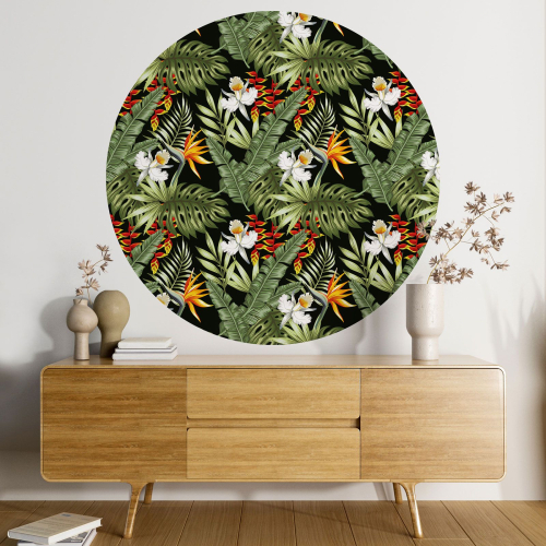 Papier peint rond / cercle - Motif botanique - 094